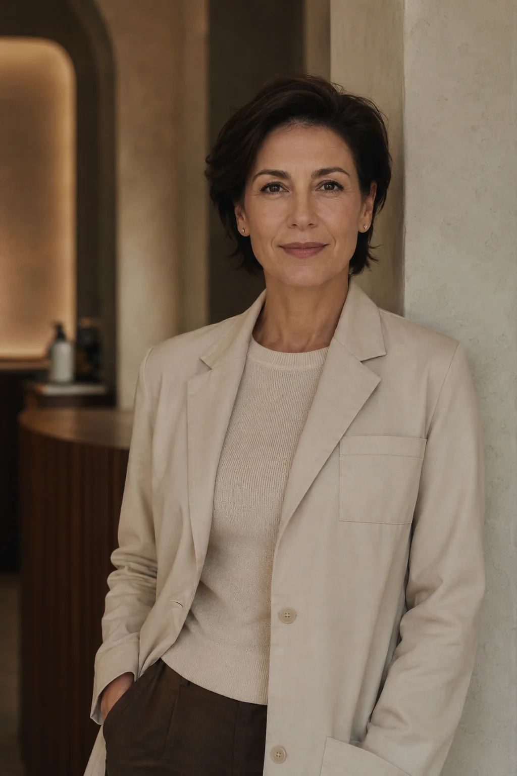 Portrait of the clinic's lead physician in a consulting corridor